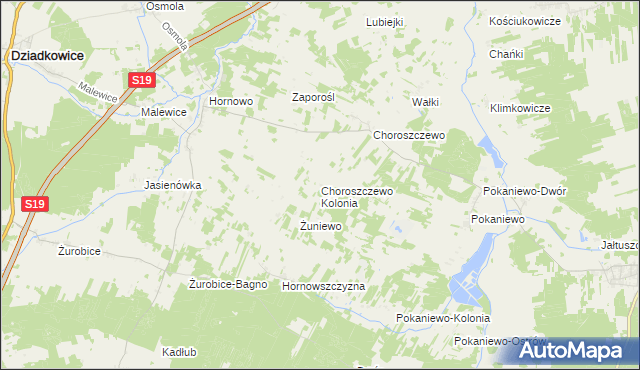 mapa Choroszczewo Kolonia, Choroszczewo Kolonia na mapie Targeo