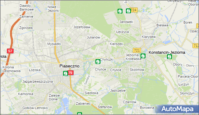 mapa Chyliczki gmina Piaseczno, Chyliczki gmina Piaseczno na mapie Targeo