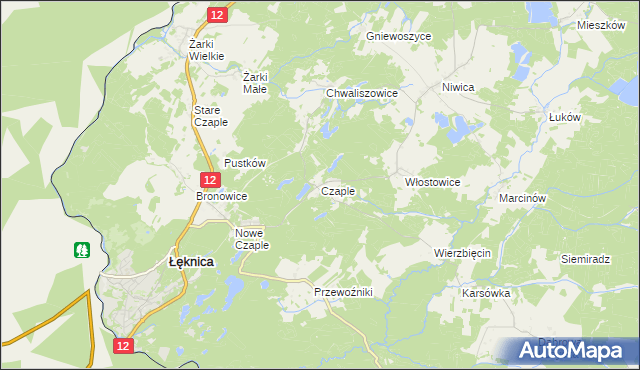 mapa Czaple gmina Trzebiel, Czaple gmina Trzebiel na mapie Targeo