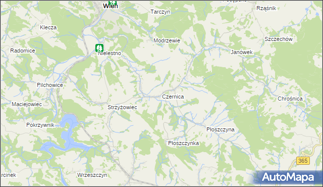 mapa Czernica gmina Jeżów Sudecki, Czernica gmina Jeżów Sudecki na mapie Targeo