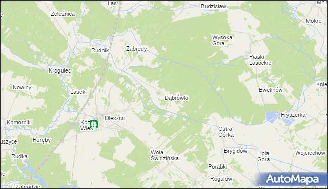 mapa Dąbrówki gmina Krasocin, Dąbrówki gmina Krasocin na mapie Targeo