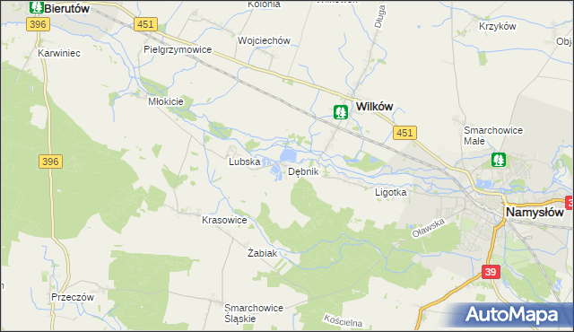 mapa Dębnik gmina Wilków, Dębnik gmina Wilków na mapie Targeo