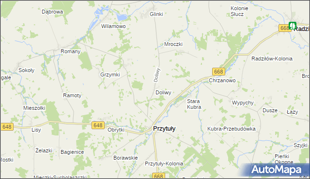 mapa Doliwy gmina Przytuły, Doliwy gmina Przytuły na mapie Targeo