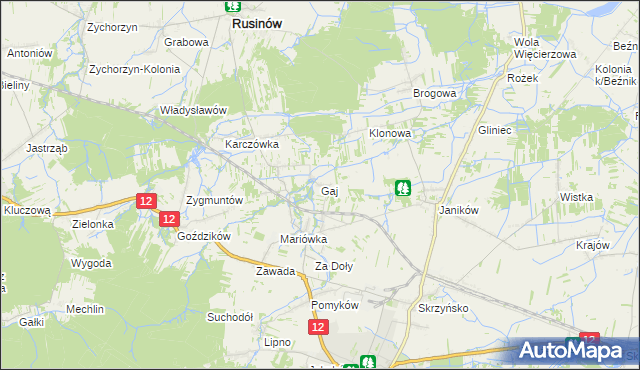mapa Gaj gmina Przysucha, Gaj gmina Przysucha na mapie Targeo