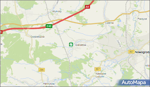 mapa Gierałtów, Gierałtów na mapie Targeo