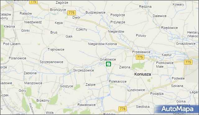 mapa Gnatowice, Gnatowice na mapie Targeo