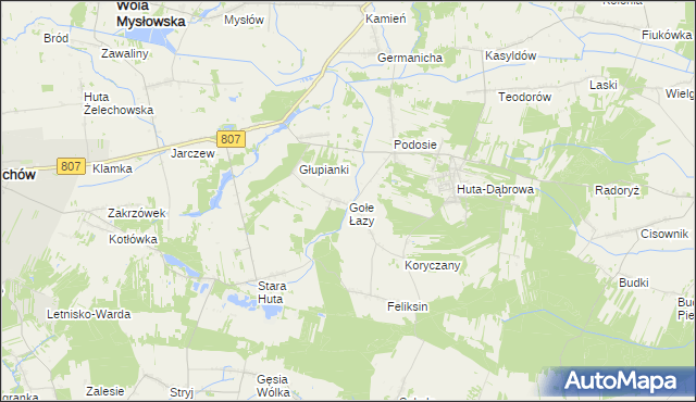 mapa Gołe Łazy, Gołe Łazy na mapie Targeo