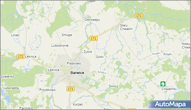 mapa Górki gmina Barwice, Górki gmina Barwice na mapie Targeo