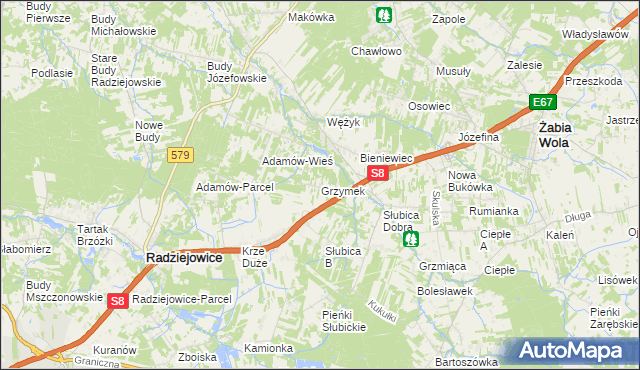 mapa Grzymek, Grzymek na mapie Targeo