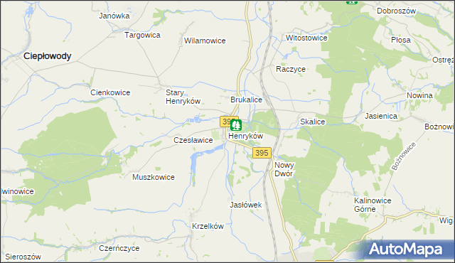 mapa Henryków gmina Ziębice, Henryków gmina Ziębice na mapie Targeo