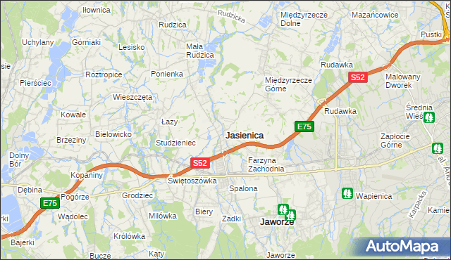 mapa Jasienica powiat bielski, Jasienica powiat bielski na mapie Targeo