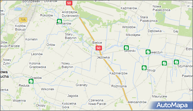 mapa Jeżówka gmina Sochaczew, Jeżówka gmina Sochaczew na mapie Targeo
