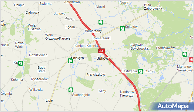 mapa Juków, Juków na mapie Targeo