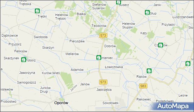 mapa Kamieniec gmina Szczawin Kościelny, Kamieniec gmina Szczawin Kościelny na mapie Targeo