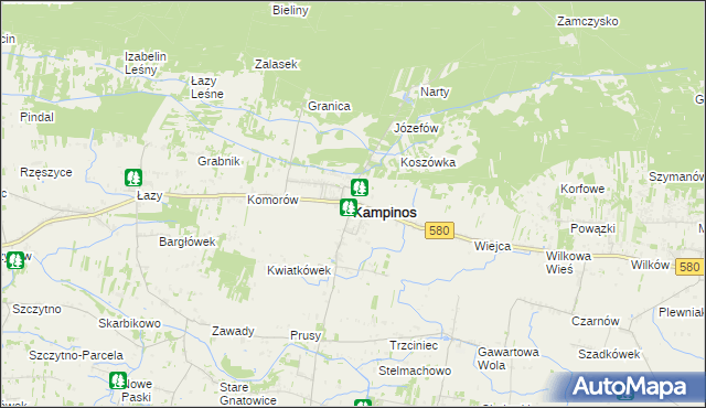 mapa Kampinos, Kampinos na mapie Targeo