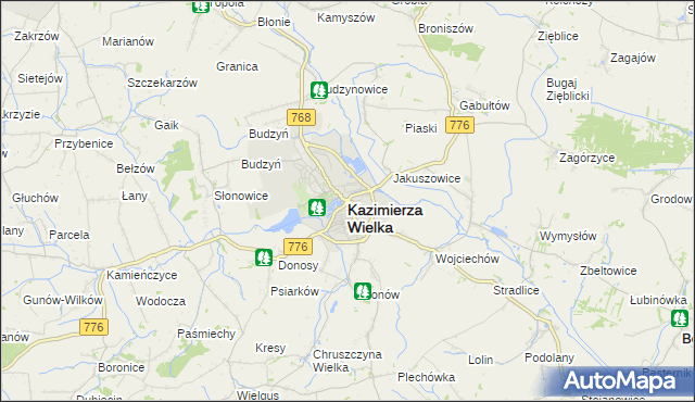 mapa Kazimierza Wielka, Kazimierza Wielka na mapie Targeo