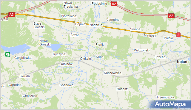 mapa Kępa gmina Kotuń, Kępa gmina Kotuń na mapie Targeo