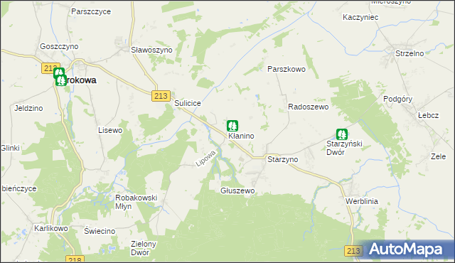 mapa Kłanino gmina Krokowa, Kłanino gmina Krokowa na mapie Targeo