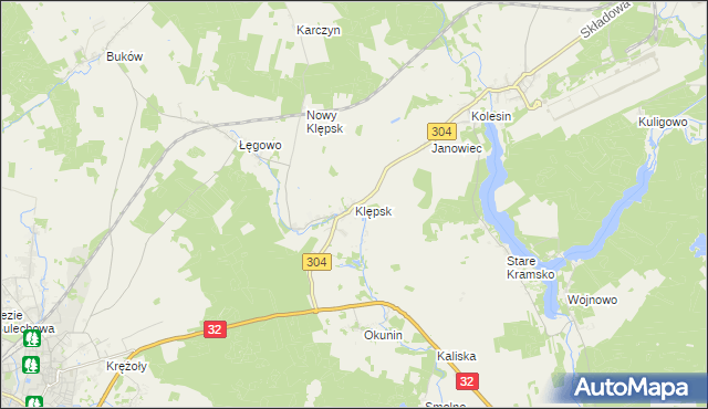 mapa Klępsk, Klępsk na mapie Targeo