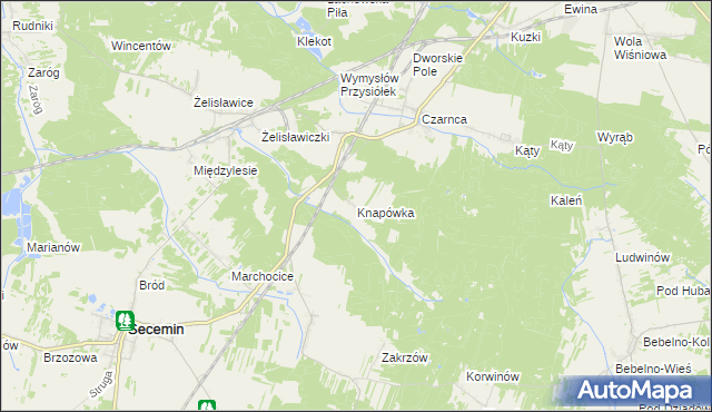 mapa Knapówka gmina Włoszczowa, Knapówka gmina Włoszczowa na mapie Targeo