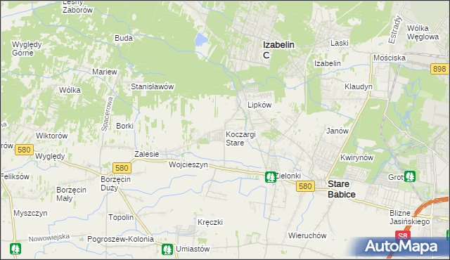 mapa Koczargi Stare, Koczargi Stare na mapie Targeo