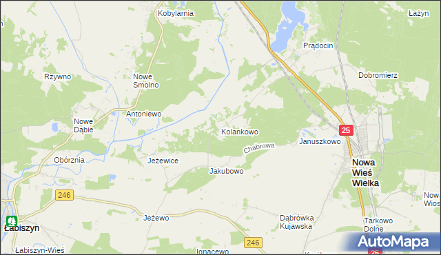 mapa Kolankowo gmina Nowa Wieś Wielka, Kolankowo gmina Nowa Wieś Wielka na mapie Targeo