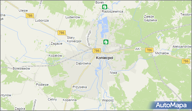 mapa Koniecpol, Koniecpol na mapie Targeo