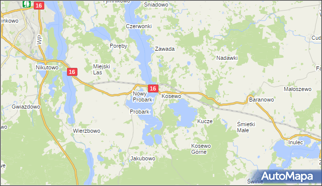 mapa Kosewo gmina Mrągowo, Kosewo gmina Mrągowo na mapie Targeo