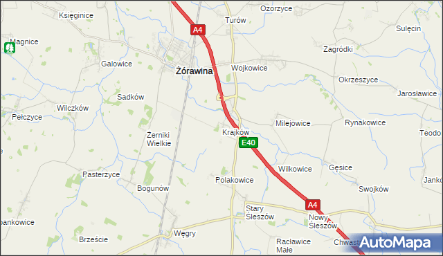 mapa Krajków gmina Żórawina, Krajków gmina Żórawina na mapie Targeo