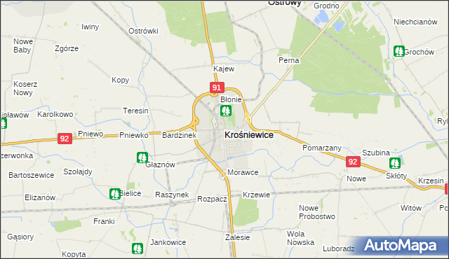 mapa Krośniewice, Krośniewice na mapie Targeo