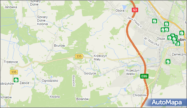 mapa Krzeczyn Mały, Krzeczyn Mały na mapie Targeo