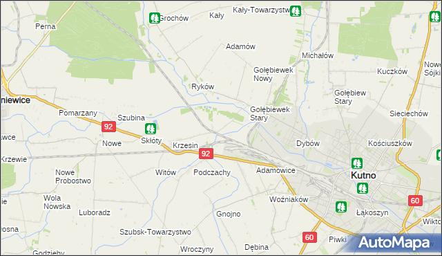 mapa Krzesinówek, Krzesinówek na mapie Targeo