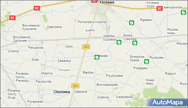 mapa Krzewata, Krzewata na mapie Targeo