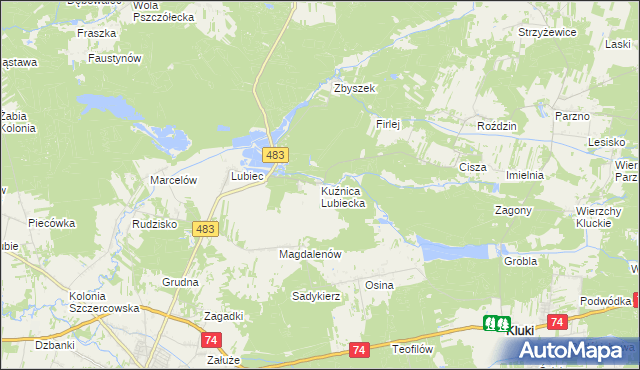 mapa Kuźnica Lubiecka, Kuźnica Lubiecka na mapie Targeo