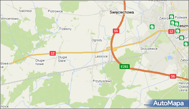 mapa Lasocice gmina Święciechowa, Lasocice gmina Święciechowa na mapie Targeo