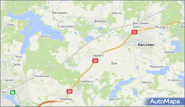 mapa Łęgajny, Łęgajny na mapie Targeo