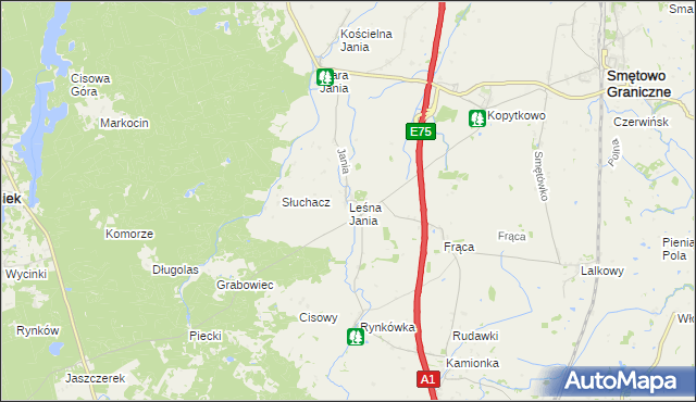 mapa Leśna Jania, Leśna Jania na mapie Targeo