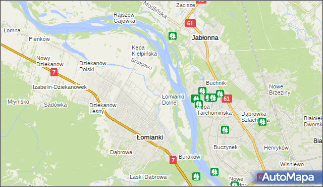 mapa Łomianki Dolne, Łomianki Dolne na mapie Targeo