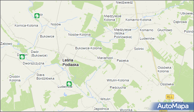 mapa Mariampol gmina Leśna Podlaska, Mariampol gmina Leśna Podlaska na mapie Targeo