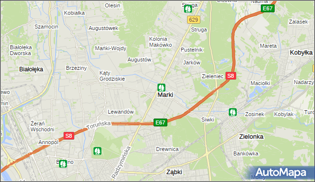 mapa Marki powiat wołomiński, Marki powiat wołomiński na mapie Targeo