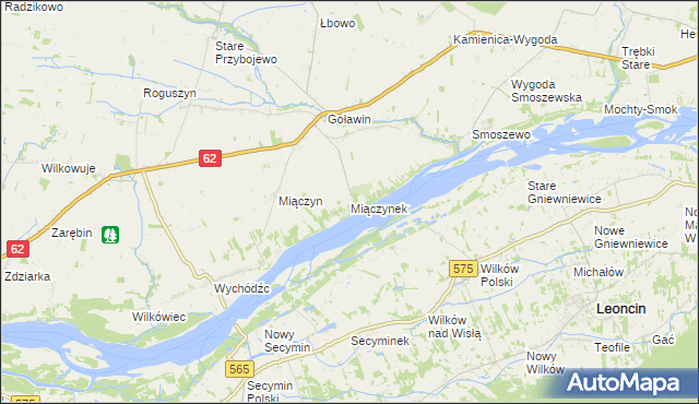 mapa Miączynek, Miączynek na mapie Targeo