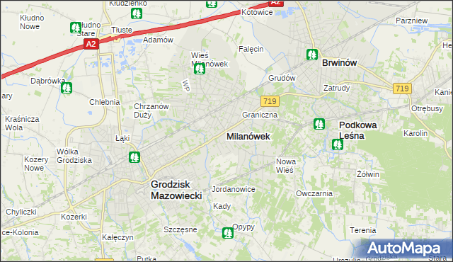 mapa Milanówek, Milanówek na mapie Targeo