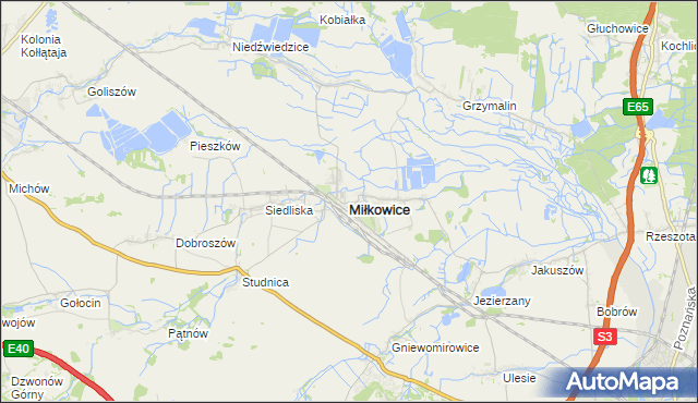 mapa Miłkowice powiat legnicki, Miłkowice powiat legnicki na mapie Targeo
