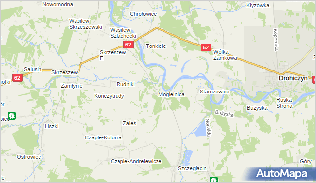 mapa Mogielnica gmina Korczew, Mogielnica gmina Korczew na mapie Targeo