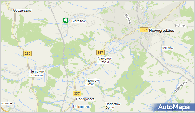 mapa Nawojów Łużycki, Nawojów Łużycki na mapie Targeo