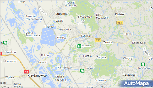 mapa Nieboczowy, Nieboczowy na mapie Targeo