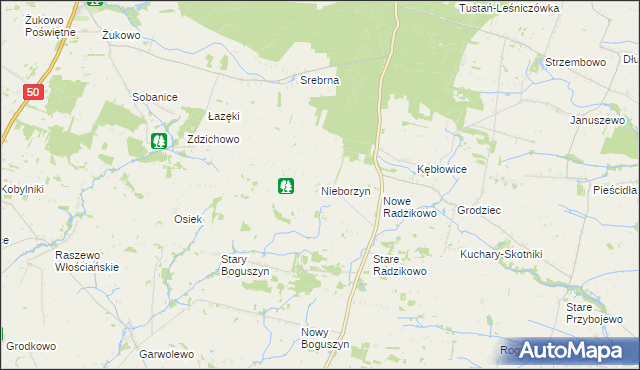 mapa Nieborzyn gmina Czerwińsk nad Wisłą, Nieborzyn gmina Czerwińsk nad Wisłą na mapie Targeo