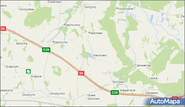 mapa Nieckowo, Nieckowo na mapie Targeo