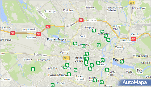 mapa Niestachów gmina Poznań, Niestachów gmina Poznań na mapie Targeo