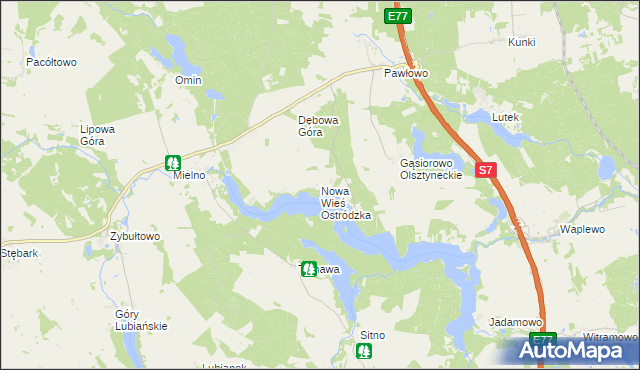 mapa Nowa Wieś Ostródzka, Nowa Wieś Ostródzka na mapie Targeo